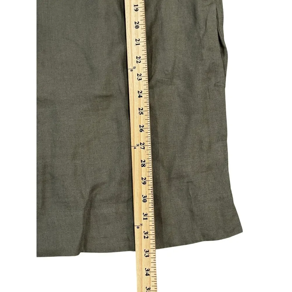 J.Crew Boho Casual V Neck Popover Mini Dress Linen Green S